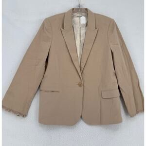Zadig & Voltaire Womens Beige Fringe One Button Victor Frange Blazer Sz 42 US 6